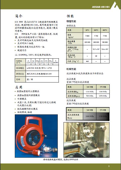 瑞典一胜百618HH预硬塑胶模具钢